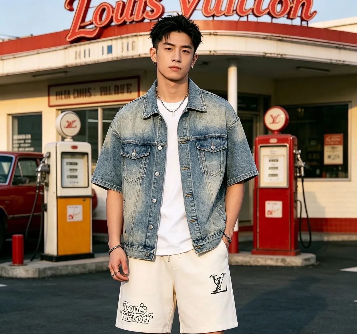 Louis Vuitton/Louis Vuitton double logo embroidered shorts